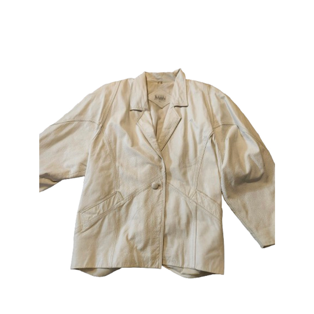 Switzer's Leather Jacket Women's Large White Coat‎ Genuine Leather
